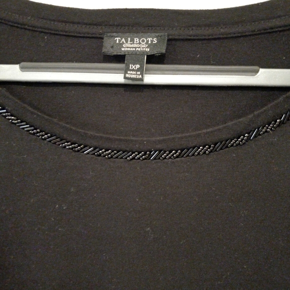 Talbots black 1xp beaded wide crew neck top - Picture 3 of 5